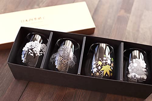 Marumo Takagi Japanese Four Seasons Color Changing Glass Cup Set, Magical Blooming Multi-Purpose Glasses – Cherry Blossom, Fireworks, Autumn Leaves, Snowflakes . #TOP3
