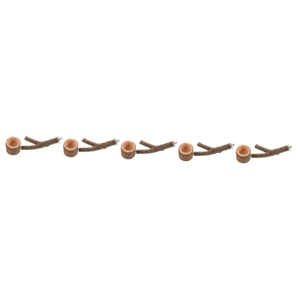 BESPORTBLE 5pezzi Posatoio Per Uccelli Legno Naturale Con Mangiatoia Integrata Accessorio Per Volatili Supporto Per Pappagalli e Cocoriti Gioco Pratico Per Sviluppare Coordinazione e