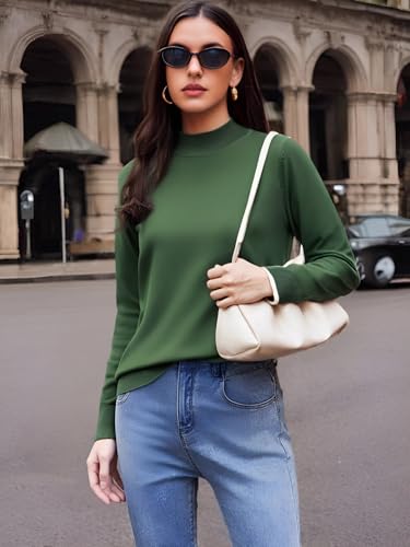 Women's Sweater Mock Neck Slim Fit Pullover Long Sleeve Ribbed Knit Top Lightweight Basic Fall Winter Casual Layered Shirt2