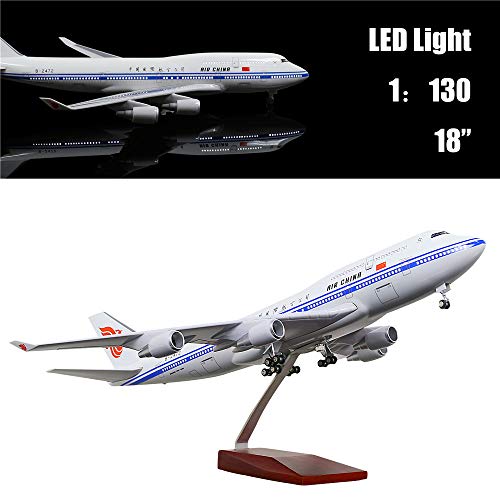 24-Hours 18” 1:130 Scale China Boeing 747 Model Airplane Kit with LED Light(Touch or Sound Control) for Decoration or Gift
