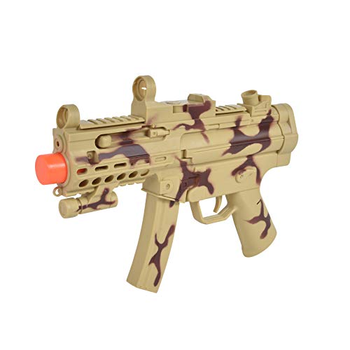 Mini Machine Blaster Toy – With Realistic Sounds And Led Lights |Military Solider Desert Camo Role Play Toy | Costume Accessory For Kids – Maxx Action #TOP2