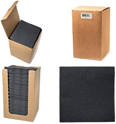 Alvotex CHIC Airlaid 100 serwetek Coctail, 1/4 fałd, podobne do materiału, wysokiej jakości serwetki jednorazowe, czarne, 20 x 20 cm