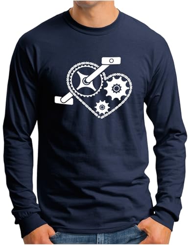 T-shirt vélo manches longues homme OM3 avec motif chaîne et plateau