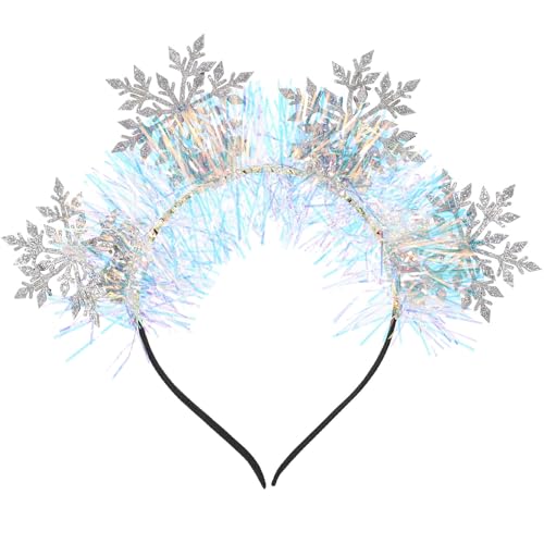 CORHAD Diadema Navideña Copos de Nieve Plateados para Mujer y Niña, Accesorios Cabello Ligeros y Resistentes, Adecuado para Fiestas y Sesiones de Fotos