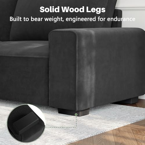 Vesgantti 85\'\' Chenille Couch for Living Room, 3 Seater Comfy Sofa with Wide Armrest, Thick Spring Cushions, Modern Cloud Couch for Apartment, Office, Bedroom, Small Space, Chenille Dark Grey