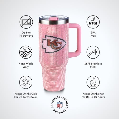 Image of The Memory Company Officially Licensed 40oz Pink Bling Game Day Tumbler, Kansas City Chiefs
