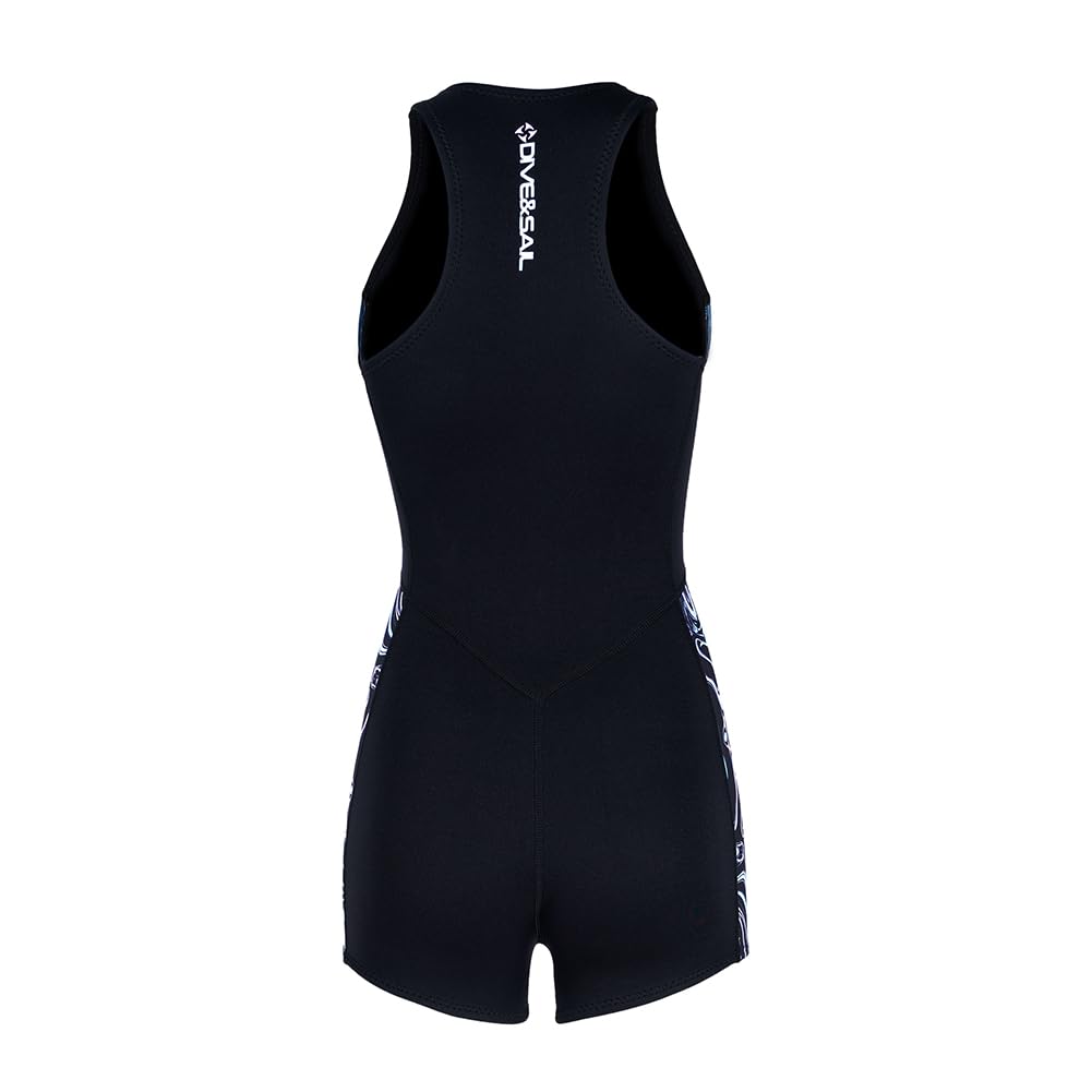 Cymwer Lady Short Wetsuits, Women's Neoprene Wetsuits with Front Zip One Piece Swimsuit Sun Protective Diving Shorty Suit for Swimming Diving Snorkeling Kayaking Surfing
