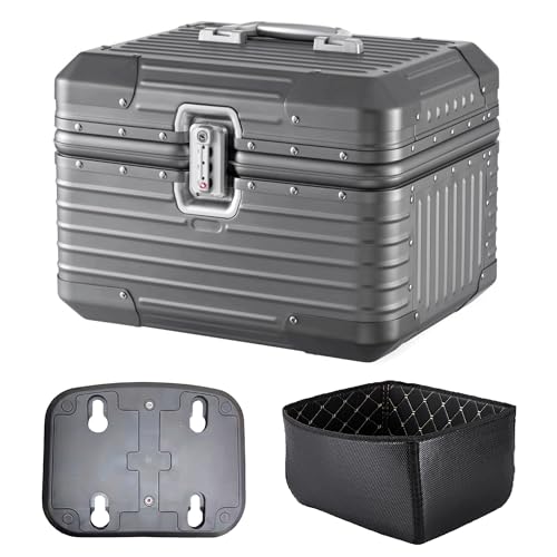 トップケース バイク28L/35L/40Lリアボックス 取り付けベース付き 着脱も簡単 旅行 キャンプ アルミニウム合金 防水バイク用リアボックス (40L(グレー))