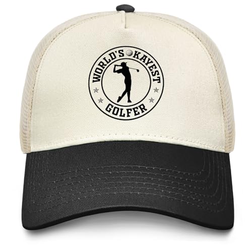 Image of Over Par and Under The Influence Golf Hat - Funny Golf Gag Gifts for Men & Dad | Adjustable Vintage Trucker Baseball Cap