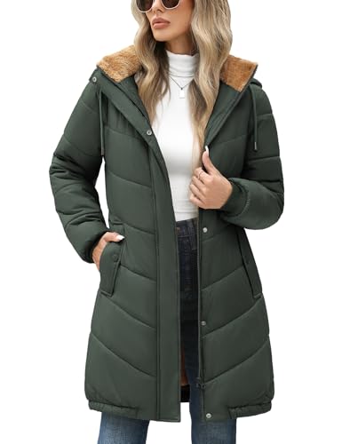 RITOSTA Winterjacke Damen Lang Fleece Gefüttert Steppmantel mit Kapuze Warm Parka Damen-Jacken Puffer Mantel Herbst Winter Hooded Jacket Kapuzenjacke Wintermantel mit...