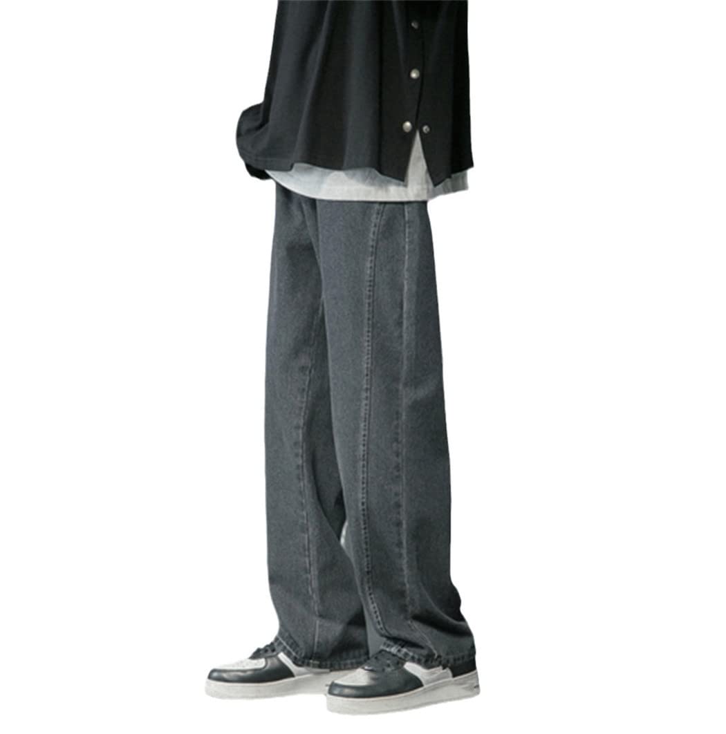 Jean patchwork homme noir tendance coréen coupe droite taille 34 35 36 37