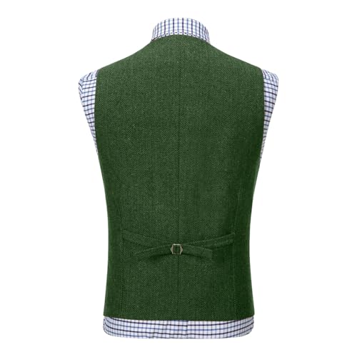 Men's Herringbone Tweed Suit Vest Casual Waistcoat Vest2