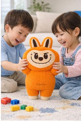 Image of Cute face Doll Soft Toy for Girls Boys Kids,Orange,Cute Character Plush Stuffed Baby Teddy Gift Birthday, 25 cm