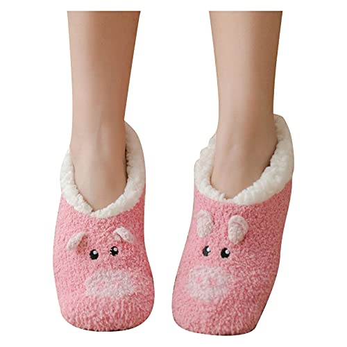Animal Slipper Socks For Women With Grippers,Fuzzy Womens Slipper Socks With Non Slip Bottoms, Cozy Warm House Slippers