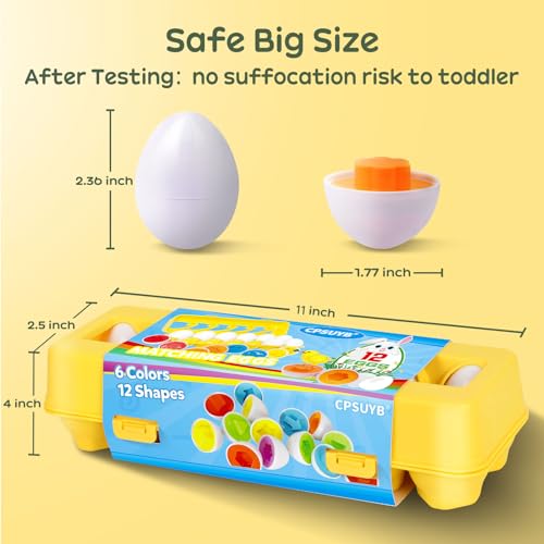 CPSYUB Matching Eggs Toys Color & Shape Recognition Sorter Puzzle, Montessori Toys for Baby Easter Travel Bingo Game, Sensory Early Learning Fine Motor Skills for Year Old Kids - Image 3