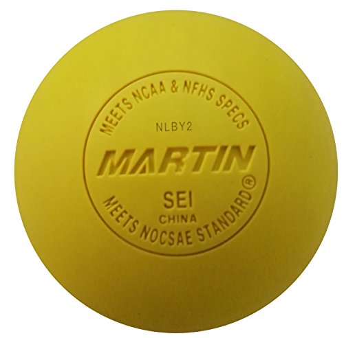 Martin Sports Lacrosse Balls, Meets NOCSAE & NFHS Standards, SEI Certified, Yellow, 12 Piece