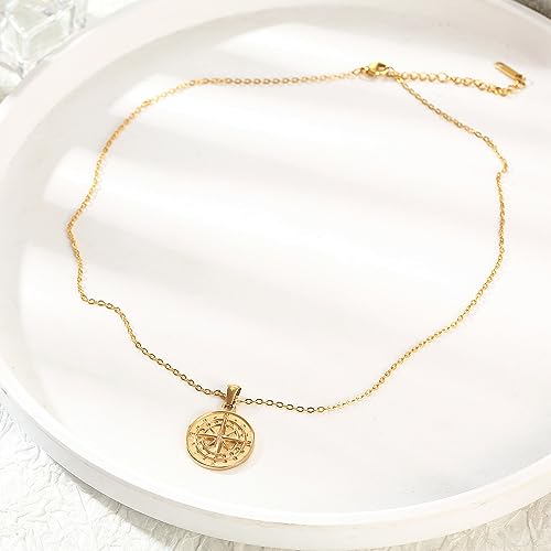 Female Compass Pendant Necklace Navigator Forged Jewelry In Stainless Steel2