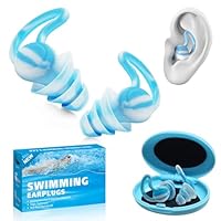 Ohrstöpsel Schwimmen für Erwachsene, Wasserdichte Wiederverwendbare Weiches Silikon Ohrstöpsel für Schwimmen, Surfen, und andere Wassersportarten, 1 Paar Ohrschutz Blau