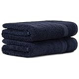 Luckytowel Handtücher Set 50x100 cm 100% Baumwolle, Handtuch-Set 2er Pack Dunkelblau