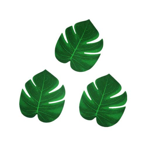 LUOSHAORU Artificial Monstera Leaf Artificial Palm Leaves Fake Green Leaves Faux Tropical Leaves Hawaiian Leaves Luau Safari Party Tropical Jungle Theme Birthday Table Party Decorations (Green 12PCS)
