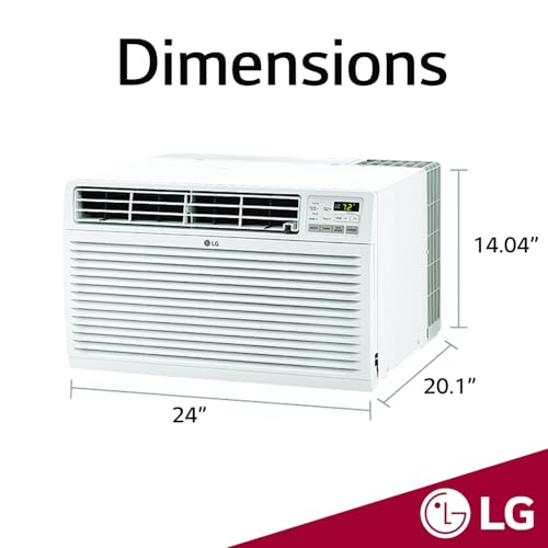 Image of LG 9,800 BTU Through-the-Wall Air Conditioner, Cools 450 Sq.Ft. (18' x 25' Room Size), Electronic Control with Remote, 2 Cooling & Fan Speeds, 4-Way Air Deflection, Supplemental Heat, 230 /208V