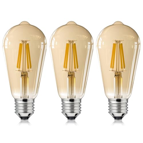 EYLM Vintage Edison Bombillas, Bombilla LED Vintage ST64 E27 4W (Equivalente a 40W) 220V-230V, 2700K Blanco Cálido, Bombillas Decorativas para Decoración e Iluminación, 3 Piezas