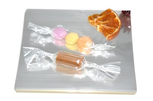 Candy Wrappers for Caramels, 300 Pcs 5' x 5' Clear Cellophane for Homemade Caramel Nougat