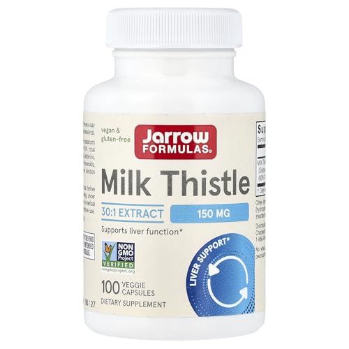 Jarrow Formulas Milk Thistle 150 mg with 30:1 Standardized Silymarin Extract, Dietary Supplement for Liver Function Support, 100 Veggie Capsules, 33-100 Day Supply - image 1