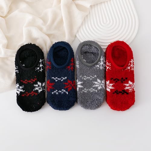 Image of SKOLA Cozy Winter Fuzzy Women Socks Grip Slippers Fluffy House Non Skid Microfiber Socks