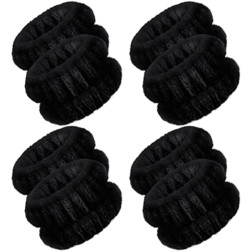 Chuangdi 4 Pairs Wrist Bands for Washing Face Microfiber,Black