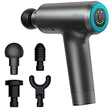 Flow MINI Massagepistole | High End Vibrationsmassagegerät | 12mm Hub. 80 Watt Leistung. 4 Massageköpfe. 4 Stunden Akkulaufzeit. Hochwertig produziert. Sehr leicht. Ultra leise. (Neon Blue)