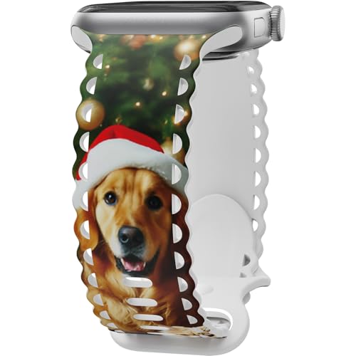 Image of Compatible with Apple Watch Band 41mm 40mm 38mm 49mm 45mm 44mm 42mm Women Girl, Christmas Hollow Soft Silicone Sports Strap For iWatch Ultra SE Series 10 9 8 7 6 5 4 3 2, Dog-42
