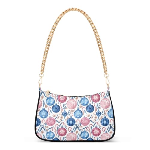 Sac à main tendance avec chaîne femme blanc bleu décoration de Noël