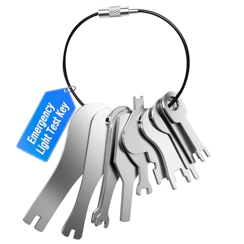 Emergency Light Test Key Set Premium Stainless Steel Construction with Upgraded Braided Key Ring Fish Key Set for Emergency Lighting Testing (11 Pieces)
