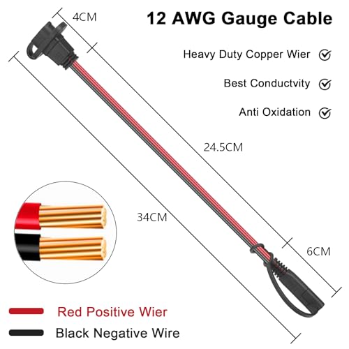 Dongge SAE Wetterfest Steckdose Seitenwandanschluss SAE Schnellanschluss Schalttafel mit 2 Schrauben für Motorrad Solargenerator-Batterieladegerät
