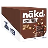 Nakd Cocoa Hazelnut Protein Bar - Vegan - Gluten Free - Healthy Snack, 45g (Pack of 36 bars)