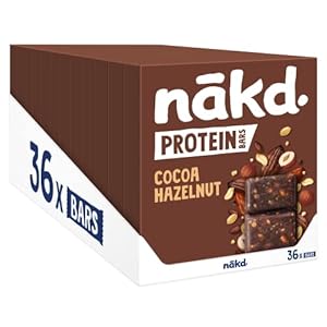 Nakd Cocoa Hazelnut Protein Bar – Vegan – Gluten Free – Healthy Snack, 45g (Pack of 36 bars)