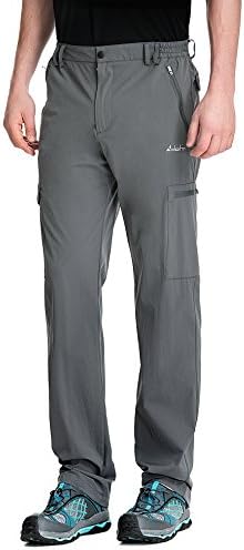 clothin Men's Elastic-Waist Travel Pant Stretchy Lightweight Pant Multi-Pockets Quick Dry Breathable(Grey L-32)