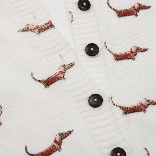 Image of Women's Funny Fall Winter Animal Floral Christmas Tree Long Sleeve Button Knit Cardigan Sweater
