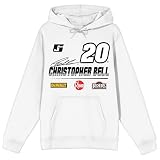 Bioworld Joe Gibbs Racing Christopher Bell 20 Sponsor Logos Adult White Long Sleeve Hooded Sweatshirt-XL