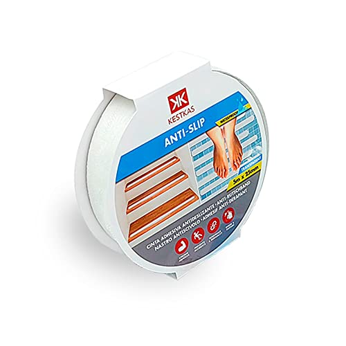 KESTKAS Ruban antidérapant transparent 5m x 25mm Intérieur et extérieur, auto-adhésif, sécurité sur les escaliers, baignoires, rampes, sols glissants, piscines, marches Cover