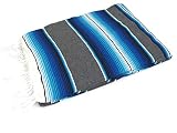 Leos Imports Mexican Sarape Saltillo Blanket XL - 80' x 60' (Blue-Grey Solid)