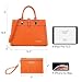 Women's Handbag Flap-over Belt Shoulder Bag Top Handle Tote Satchel Purse Work Bag w/Matching Wristlet (Orange)