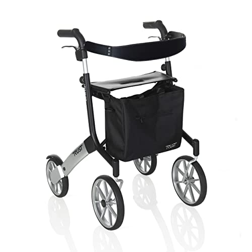 Stander Let’s Go Out Rollator, Lightweight Four Wheel Euro Style Walker With Seat And Locking Brakes, Foldable Rolling Walker For Seniors By Trust Care, Black #TOP27