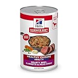 Hill's Science Diet Healthy Cuisine, Senior Adult 7+, Senior Premium Nutrition, Wet Dog Food, Braised Beef, Carrots & Peas Stew, 12.5 oz Can, Case of 12