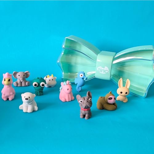 Tinc - Radiergummis Fliege - Set aus Tierfiguren in Buntfarben - Sammlerfiguren für Schule und Zeichnen - Kreative Papeterie - Kinder Geschenk - 10er Set