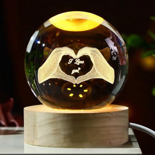 I Love You Kristallkugel, Jahrestag Geschenk für Sie, 8mm 3D...