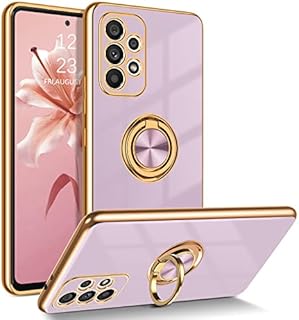 BENTOBEN Samsung Galaxy A53 5G Case with Ring, Phone case for Samsung A53 5G, Holder Edge Plating Rotation Kickstand Soft Silicone Slim Flexible Shockproof Protective Cover for Galaxy A53 5G Purple