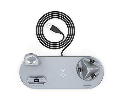 Image of 4 In 1 Usb Fast Wireless Charger Stand For Smartwatches (Gray)