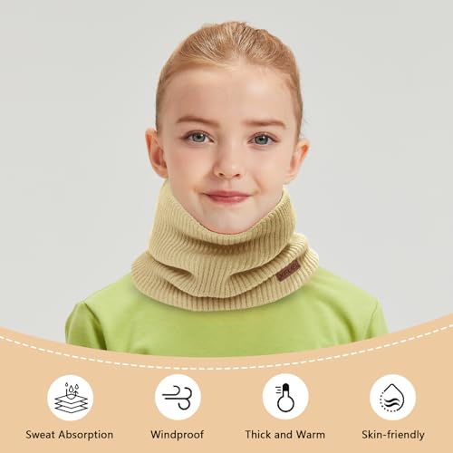 Kids Neck Warmer, Knitted Winter Neck Gaiter, Fleece Lined Infinity Scarf for Boys Girls, Ski Mask for Cold Weather4